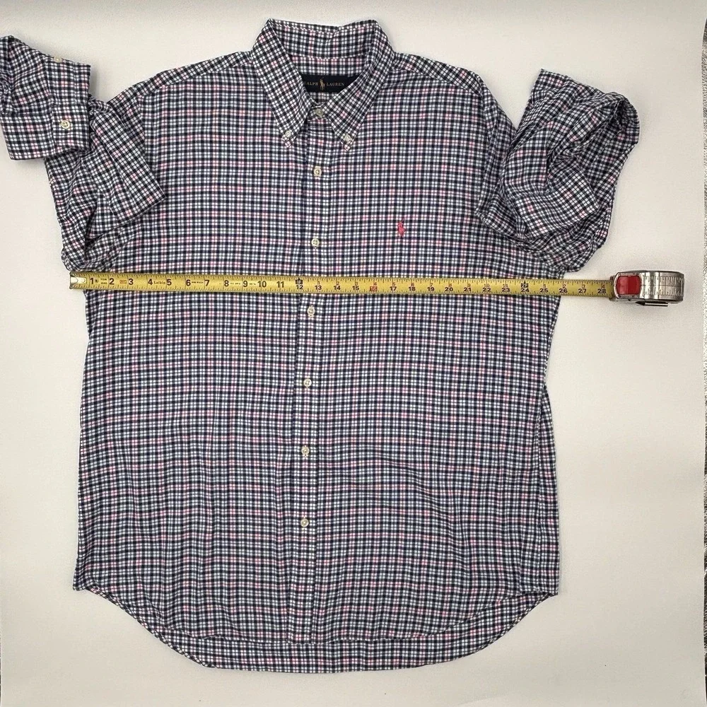 Polo Ralph Lauren Shirt XL Mens Button Down Multi Color Check Pink Pony Cotton
